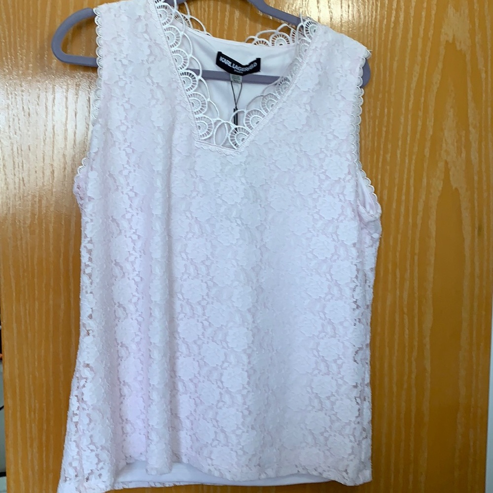 Karl Lagerfeld pink lace sleeveless top